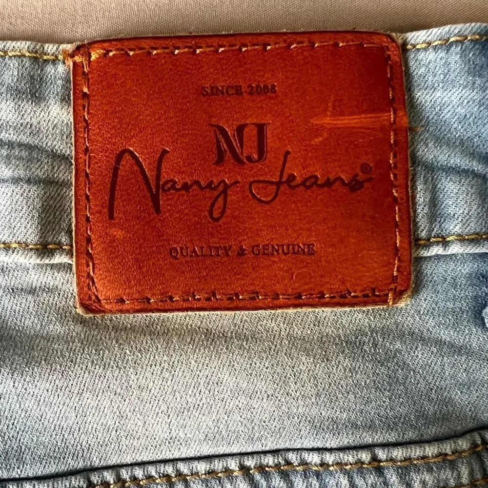 Nany‎ Jeans Womens 10 Cotton Blend Light Wash High Rise Ripped Jeans